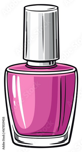 Pink nail polish bottle vector illustration for beauty, manicure, and cosmetic products