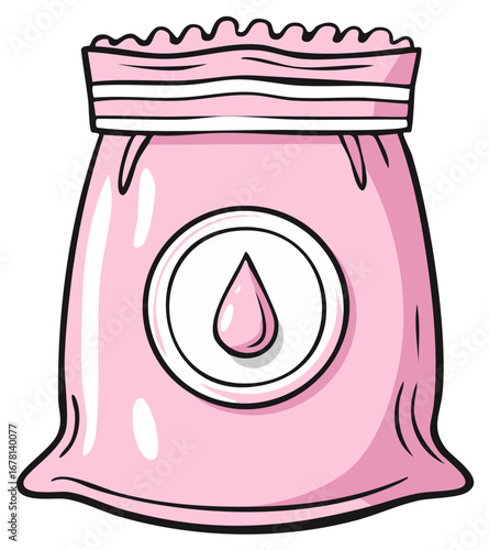 Pink Pouch with Water Drop Symbol Illustration