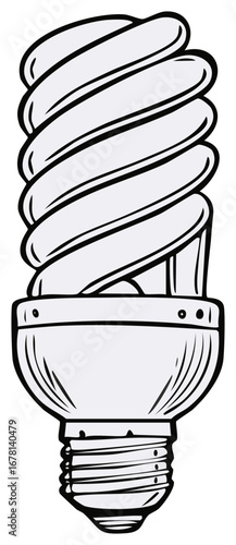 Compact fluorescent lamp illustration, symbolizing energy efficiency and modern lighting solutions for eco-conscious designs
