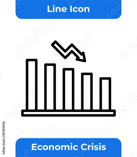 Economic Crisis Icon Representing Financial Downfall and Recession, a Modern Vector Graphic for Business and Finance-themed Designs