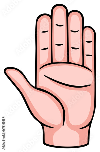 Open Palm Hand Gesture Cartoon Vector Illustration Isolated