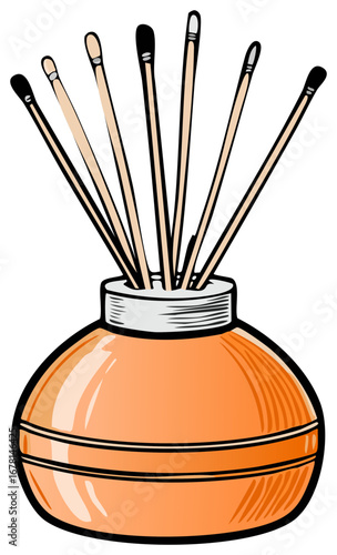 Aroma therapy reeds in a decorative pot, fragrance diffuser for home
