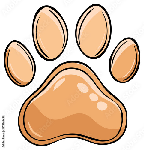 Cute brown animal paw print illustration graphic design element for pets and animals