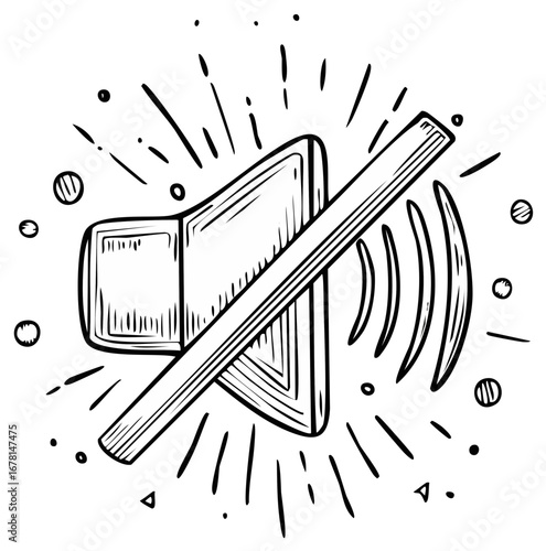 Mute Speaker Sketch Illustration Volume Control Symbol Sound Off Icon Hand Drawn Style