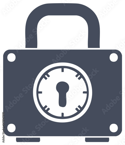 Padlock with Clock Face Safeguarding Time Security Illustration