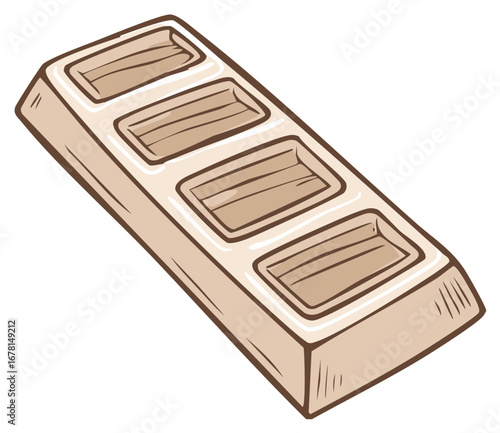 Delicious Chocolate Bar Divided into Four Squares with Creamy Texture