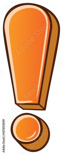 Stylized orange 3D exclamation mark icon for concepts of warning alert surprise and importance