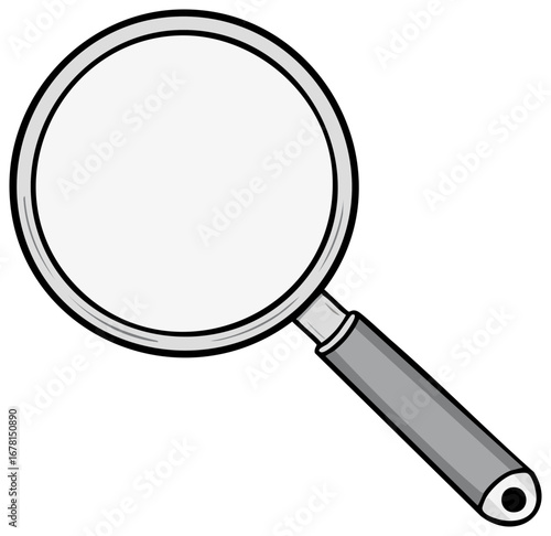 Simple cartoon magnifying glass illustration for search discovery and analysis