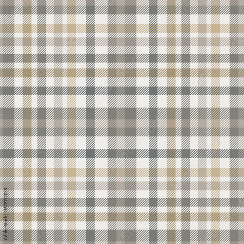 Seamless beige color check pattern. Repeating patern plaid. Checkered design for prints. Repeated tartan fabric. Vector scottish fabriс. Ekose texture. Madras flannel. Checker line. Stripe gingham