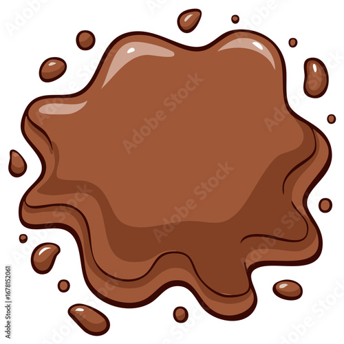Rich brown chocolate liquid splash illustration with dripping drops a delicious sweet design element