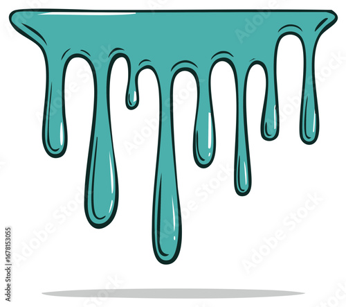 Aquamarine Blue Ooze Dripping Graphic Illustration Fluid Substance Pouring Design Element