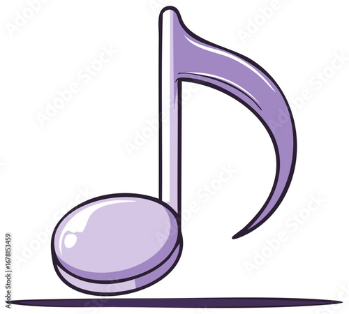 Single purple musical eighth note with a stylized stem and flag on a dark purple line