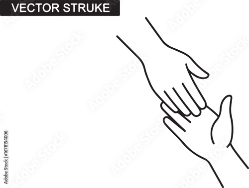 Two Hands Reaching Out To Each Other Line Art helping