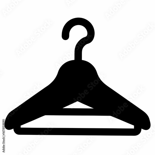 Isolated black clothes hanger icon for wardrobe or closet organization