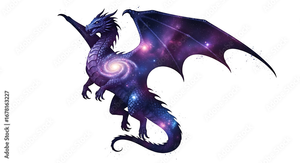 Fototapeta premium Cosmic Galaxy Nebula Dragon Fantasy Art
