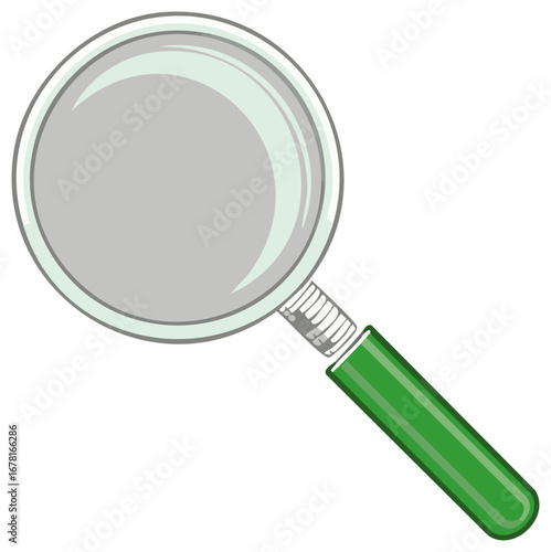 Magnifying Glass with Green Handle Simple Style Vector Illustration Examining Close Up Zoom Tool