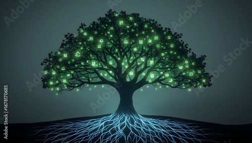 Digital tree of knowledge, Glowing tech tree, The roots of the information age