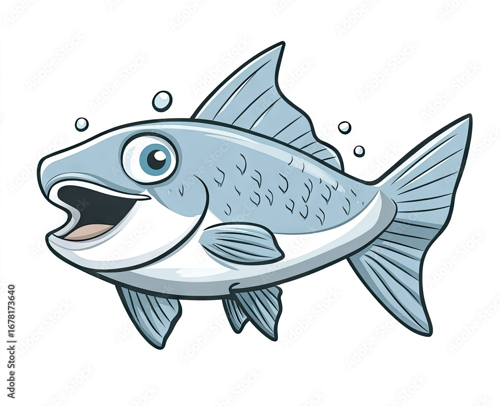 Obraz premium Playful cartoon fish illustration.