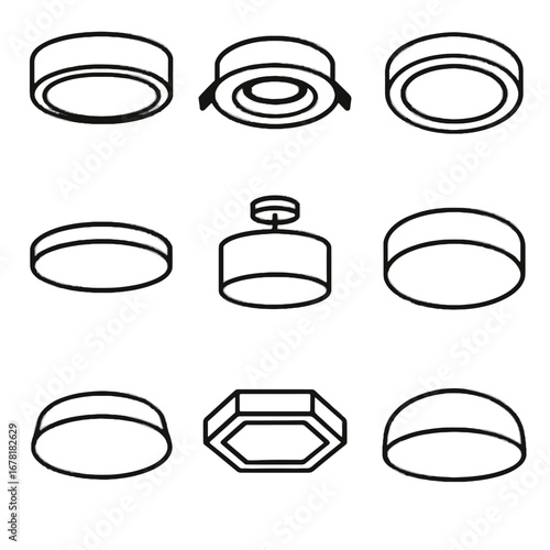 Vector dome contemporary ceiling modern recessed mount square icon disc light flush