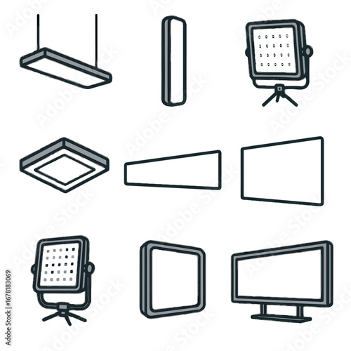 Vector panel light recessed icon wall led compact ceiling portable slim