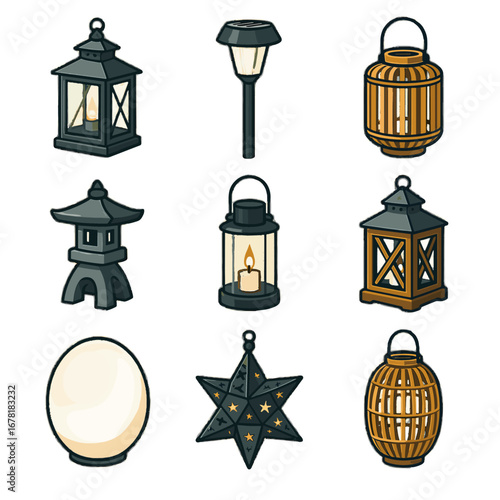 Weave icon stake glass candle vector rustic bamboo weathered lantern garden