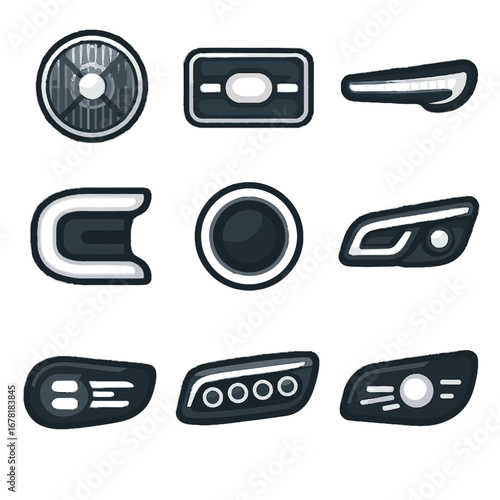 Strip sealed headlight drl beam rectangular icon round vector led