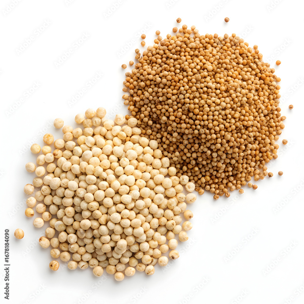 Fototapeta premium A detailed close-up image showing isolated sorghum grains carefully and neatly arranged,