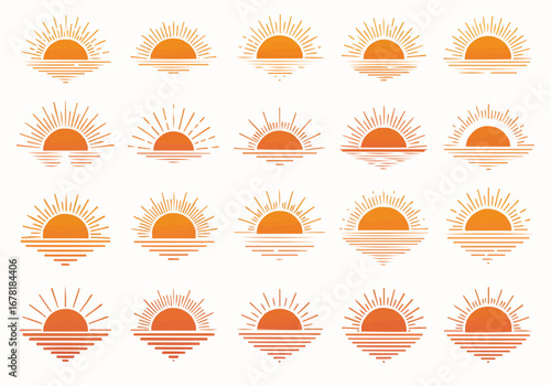 sun, icon, weather, sunshine, sunlight, set, sunbeam, sunburst, symbol, summer, heat, hot, collection, sunrise, element, ray, illustration, vector, warm, yellow, clip art, silhouette, sunset, beam, su