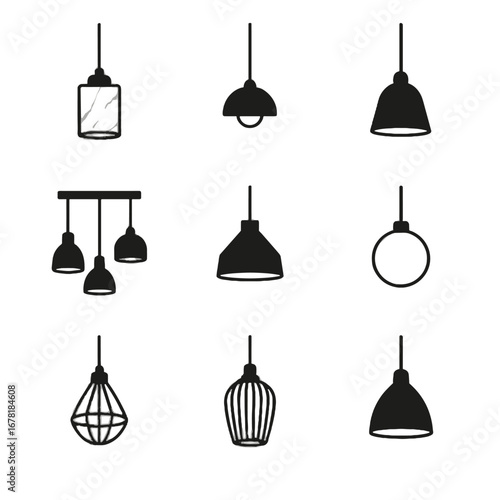Icon marble pendant shade light glass wire ribbed vector frame round