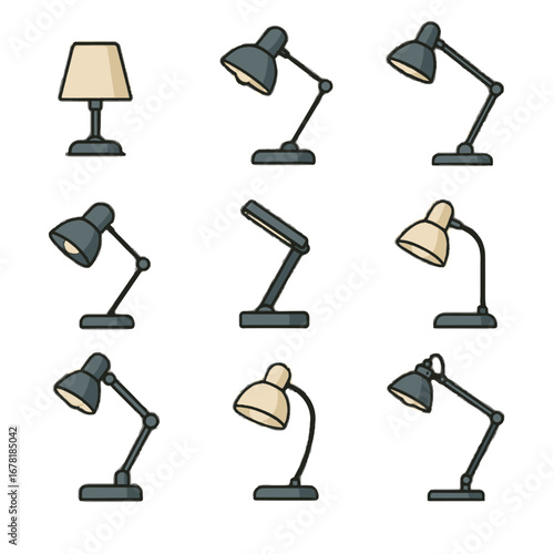 Study icon artist light collection adjustable professional vector desk compact work
