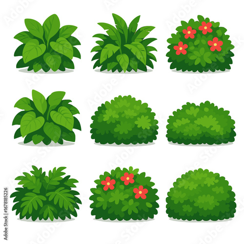 Icon broad hedges tropical greenery dense icons jungle vector bushes lush mounds