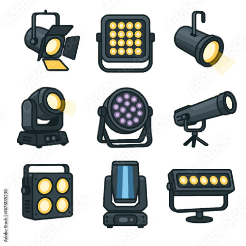 Vectors vector follow icon wash beam spot led head blinder lighting light