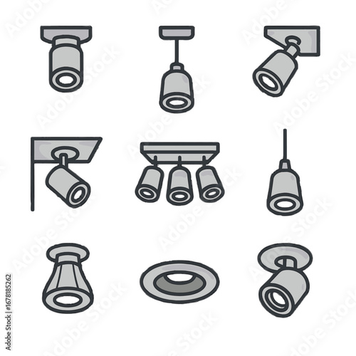 Trim gimbal icon ceiling cluster hybrid vector decorative flush spotlight