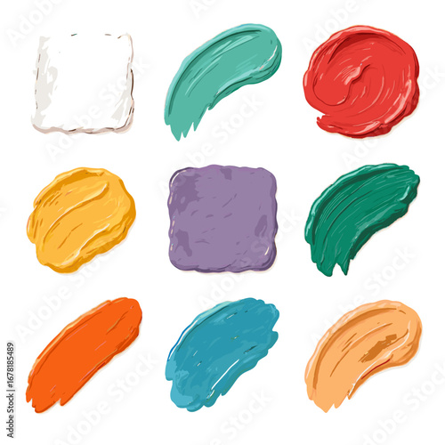 Yellow warm stroke smear paint thick vector swipe muted colorful textures icon