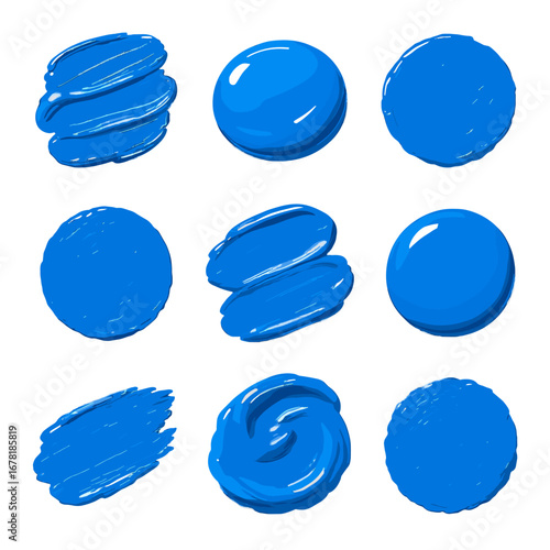 Colorful acrylic smear paint dot dabs icon glossy spot bold layered vector
