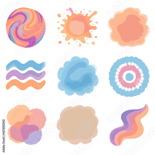 Irregular muted uneven dye icon rings patterns pigment vector fabric marbled