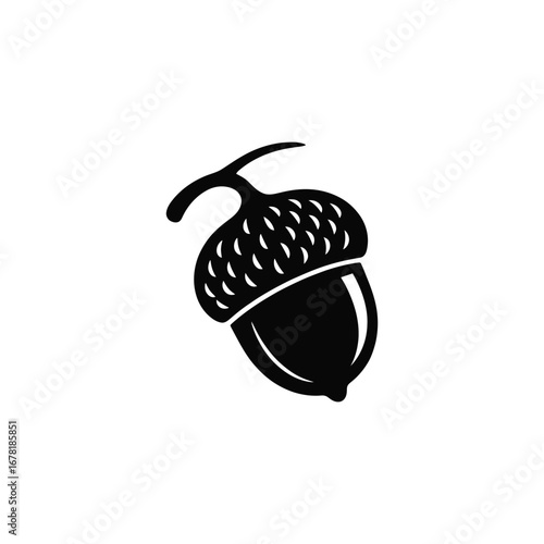 Acorn Silhouette Illustration of Autumn Harvest Bounty in Black and White Graphic Design