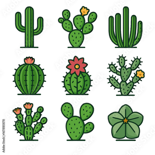 Cap hedgehog icon silhouette vector cactus fishhook pipe prickly organ collection barrel