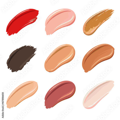 Smears makeup icon vector lipstick lip swipe shimmer vibrant highlight colorful concealer
