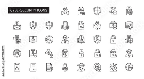 Cybersecurity elements showing data protection with various security measures against cyber threats and online attacks in a digital environment.