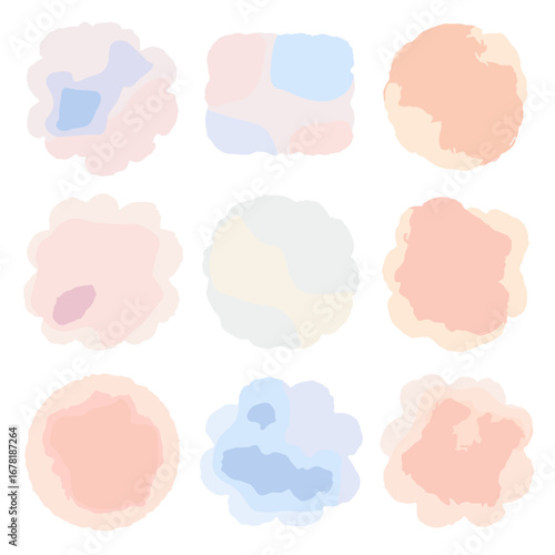 Splotches watercolor clouds spots color art vector blended icon grid circles marks