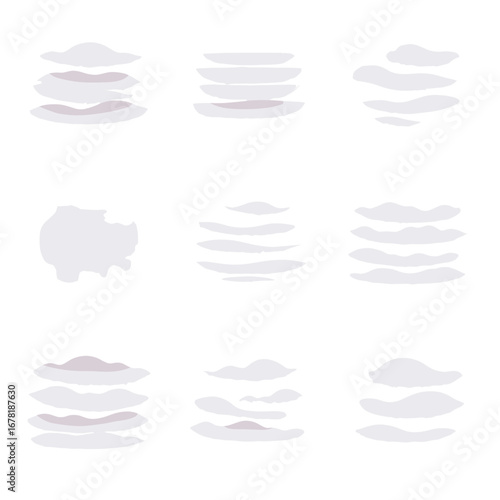 Icon cloudscape stacked icons mist gradients drifting atmospheric depth gentle bands fog