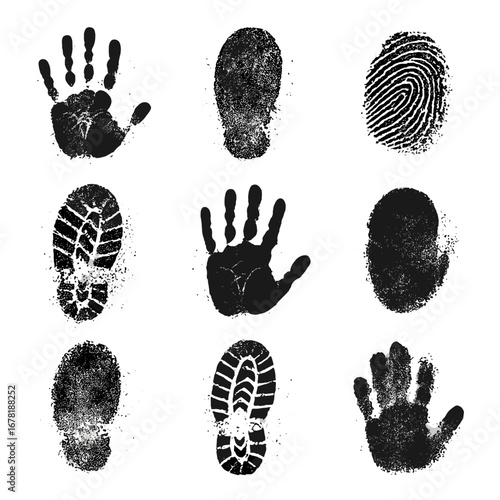 Smudged prints sole vector shapes outlines thumb streaks shoe dirty oily icon