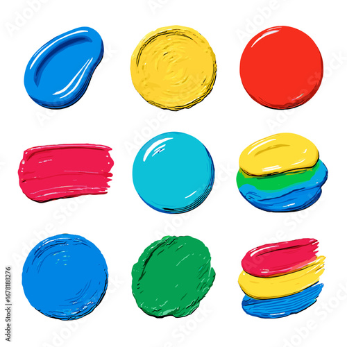 Bright dab layered icon rough paint acrylic bold textured glossy vector
