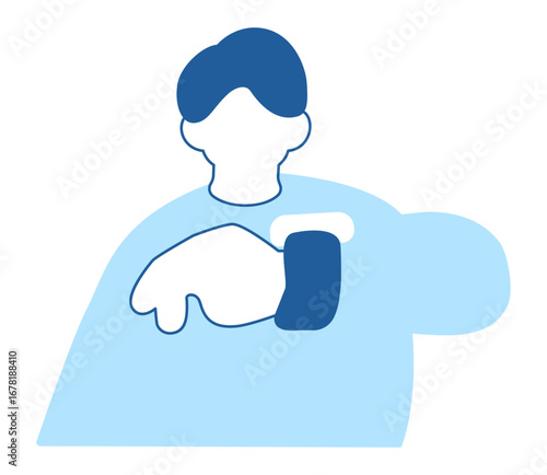 腕時計を見る男性のイラスト　ベクター
