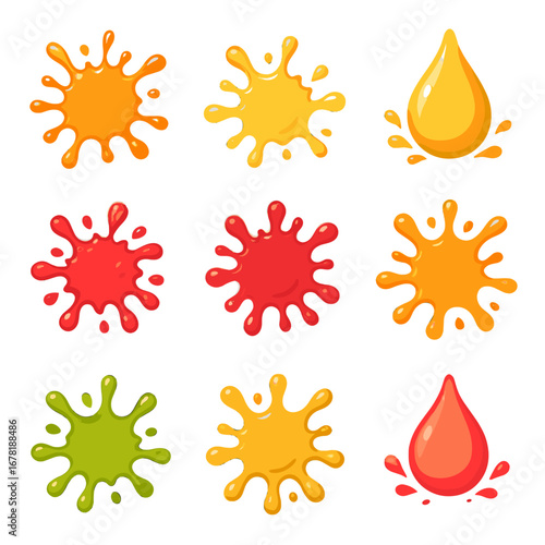 Juice tropical splashes tangy drop pineapple vector sweet mango icon splash ruby