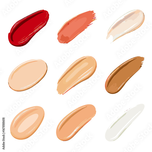 Dab collection icon vector foundation bronzer red champagne makeup shimmer smear smears