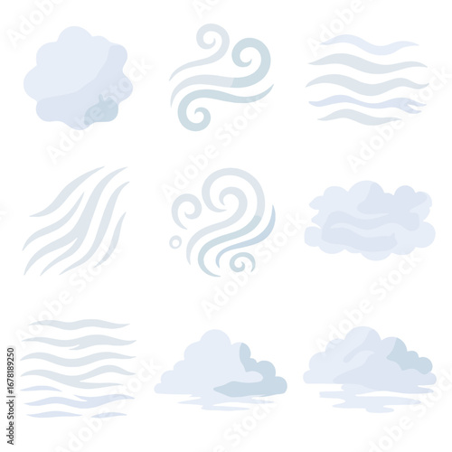 Icy shapes icon blanket frosted haze drift winter layers fog vector