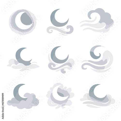 Mist moonlit icons moonbeam vector icon delicate haze subtle gentle drift lunar