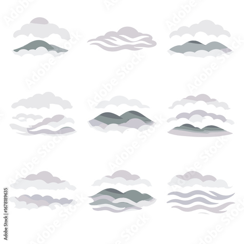 Icon fog mist vector over icons vapor ridge swell roll hills haze